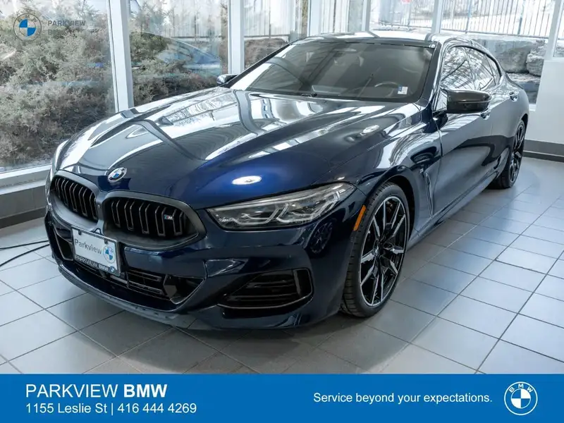 2023 BMW 8 Series AWD CPO GC CARBONEXTERIOR DARKOPTICS PREMIUM 20", modrá, 46 951 km, dovoz Kanada — foto 1