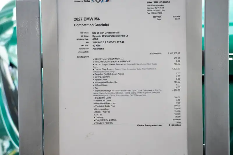 2027 BMW M4 Competition, zelená, 90 km, dovoz Kanada — foto 10 z 10