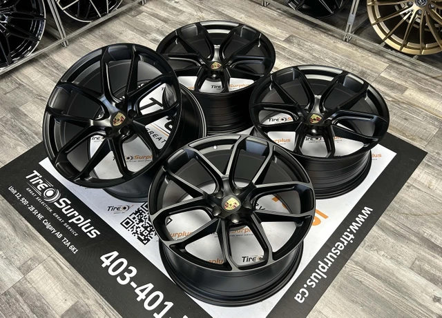 20" Porsche P11 Satin Black Staggered Rims 5x112 - Porsche Macan, čierna, dovoz Kanada — foto 1