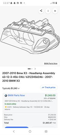 07' - 11' BMW X3 OE levý světlomet komplet, dovoz USA — foto 1