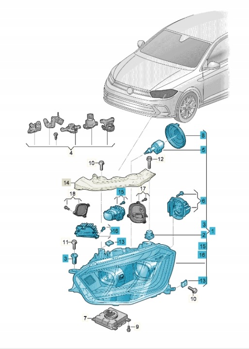 světlomet přední pravá VW Polo 6 17- Gti FULL LED 2g1941078g, Skladom v EÚ — foto 1