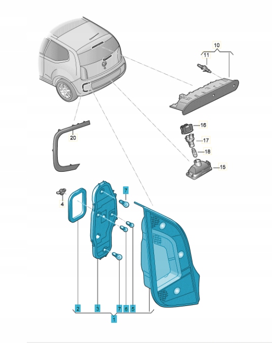 Volkswagen UP světlomet zadní levá 1S0945095G originál, Skladom v EÚ — foto 1