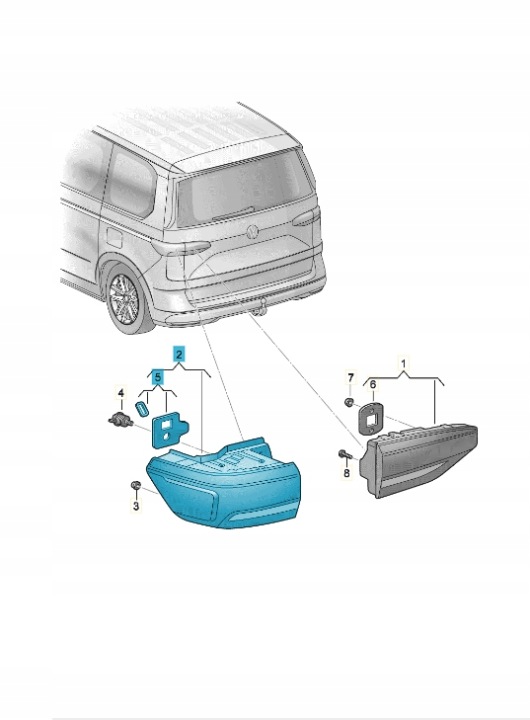 VW Multivan T7 St světlomet zadní levá 7t0945095d originál, Skladom v EÚ — foto 1