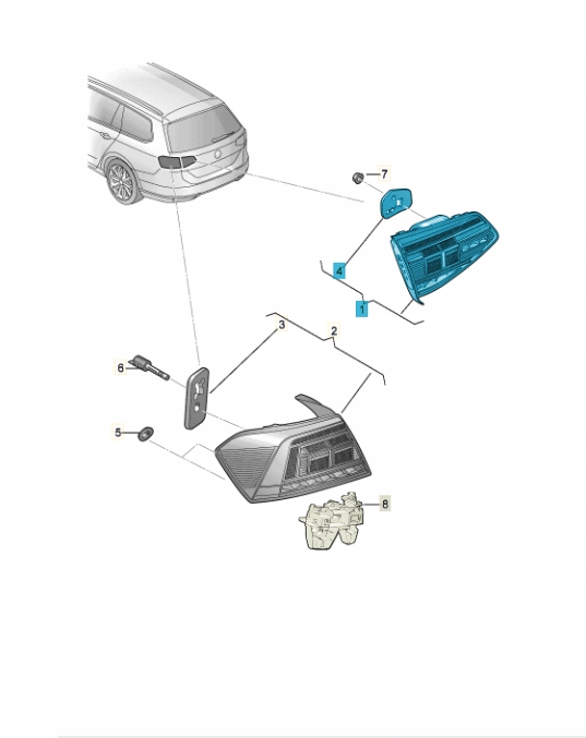 VW Passat B8 Kombi světlomet pravá zadní Klapy LED 3g9945094k, Skladom v EÚ — foto 1