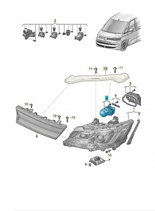 VW MULTIVAN T7 ST levá světlomet LED z radiatorem 7T1941475 originál, Skladom v EÚ — foto 1