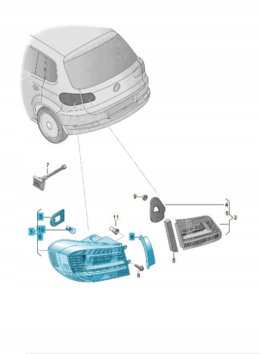 2014 VW Tiguan zadní světlo zadní 5n0945207, Skladom v EÚ — foto 1