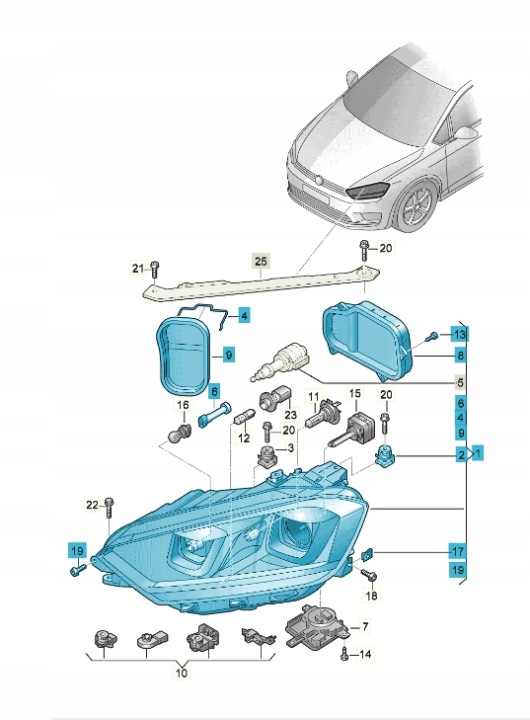 VW Golf Sportsvan Am přední světlomet levý Lhd 517941039b originál, Skladom v EÚ — foto 1