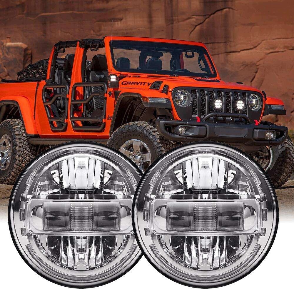 světlomety LED 7" Jeep Wrangler JL, Gladiator JT, Skladom v EÚ — foto 1