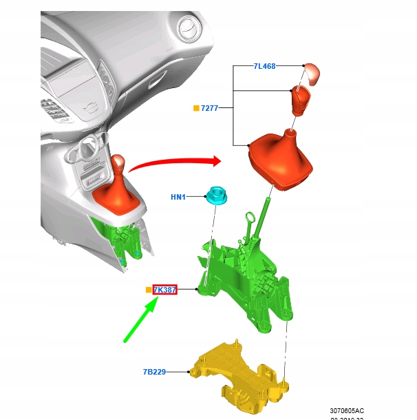 Ford B-Max Lewarek Dzwignia Zmiany Manualna AV1R-7C453-BK, Skladom v EÚ — foto 1