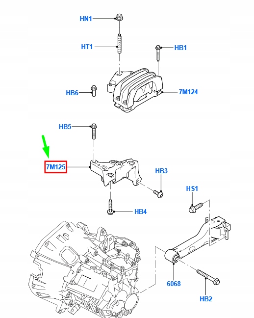 Ford Transit Mk7 držák převodovka 6-převodovková Manual 8C11-7M125-AA, Skladom v EÚ — foto 1