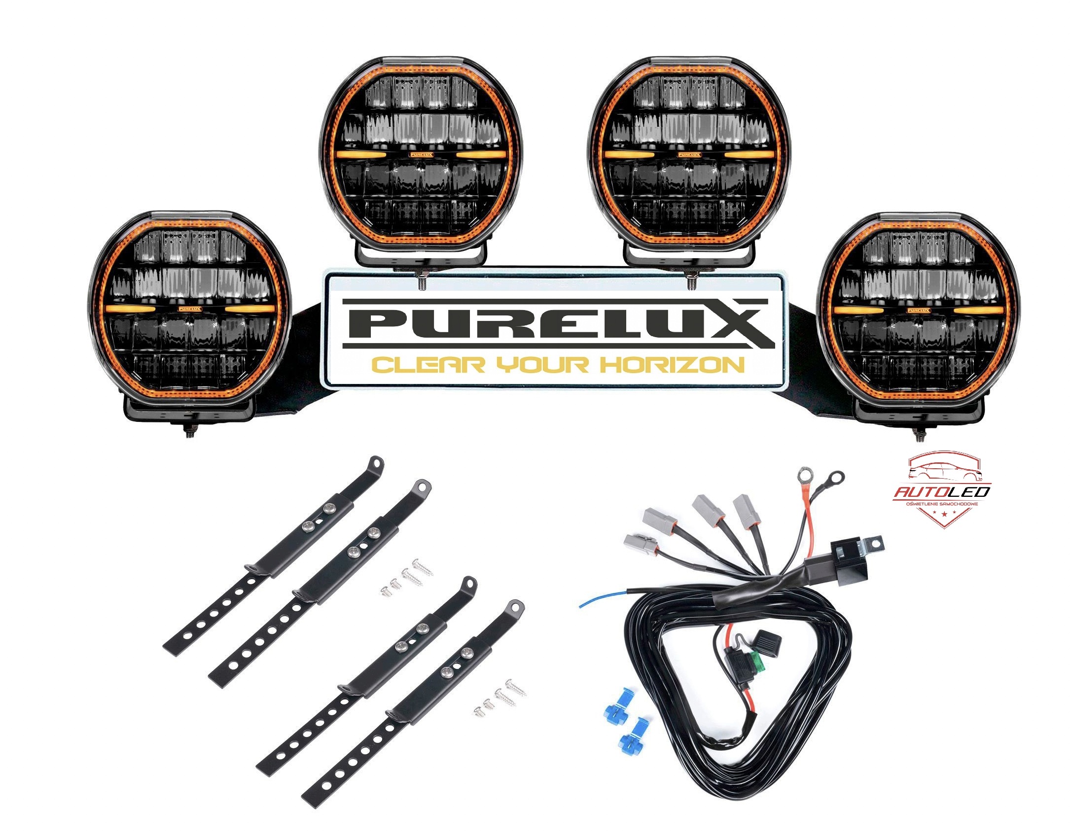4x PURELUX Cobra 7 světlomety LED 18cm 135W 10933lm + držák WRC Off Road, Skladom v EÚ — foto 1