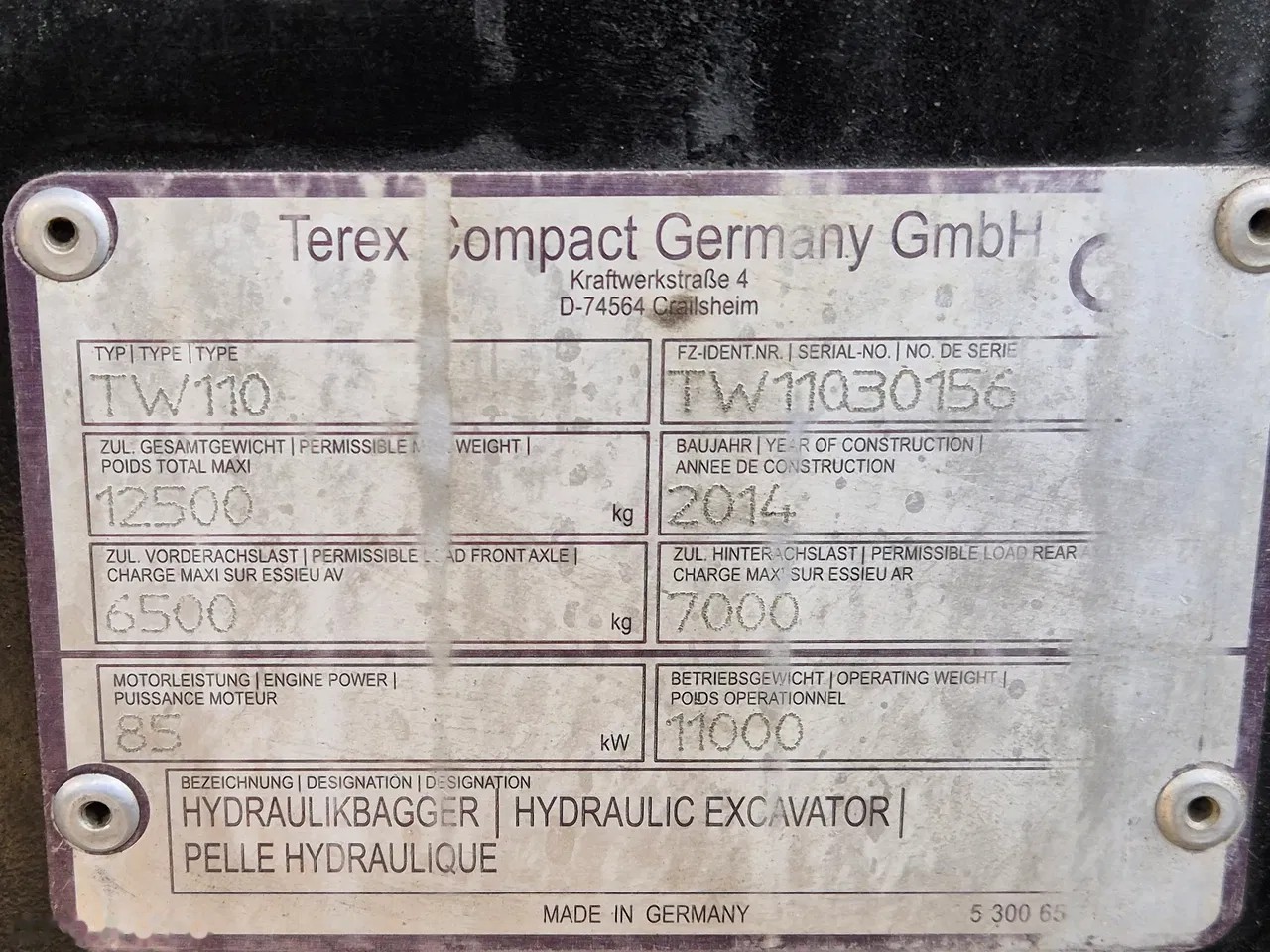 2014 Terex TW, 8 262 mth, dovoz Skladom v EÚ — foto 10 z 13