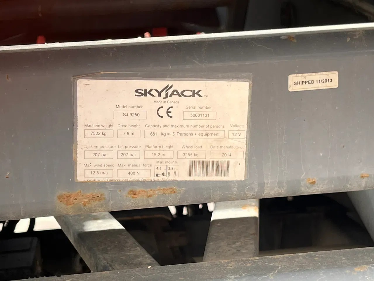2014 Skyjack SJ 9250, 2 650 mth, dovoz Skladom v EÚ — foto 7 z 7