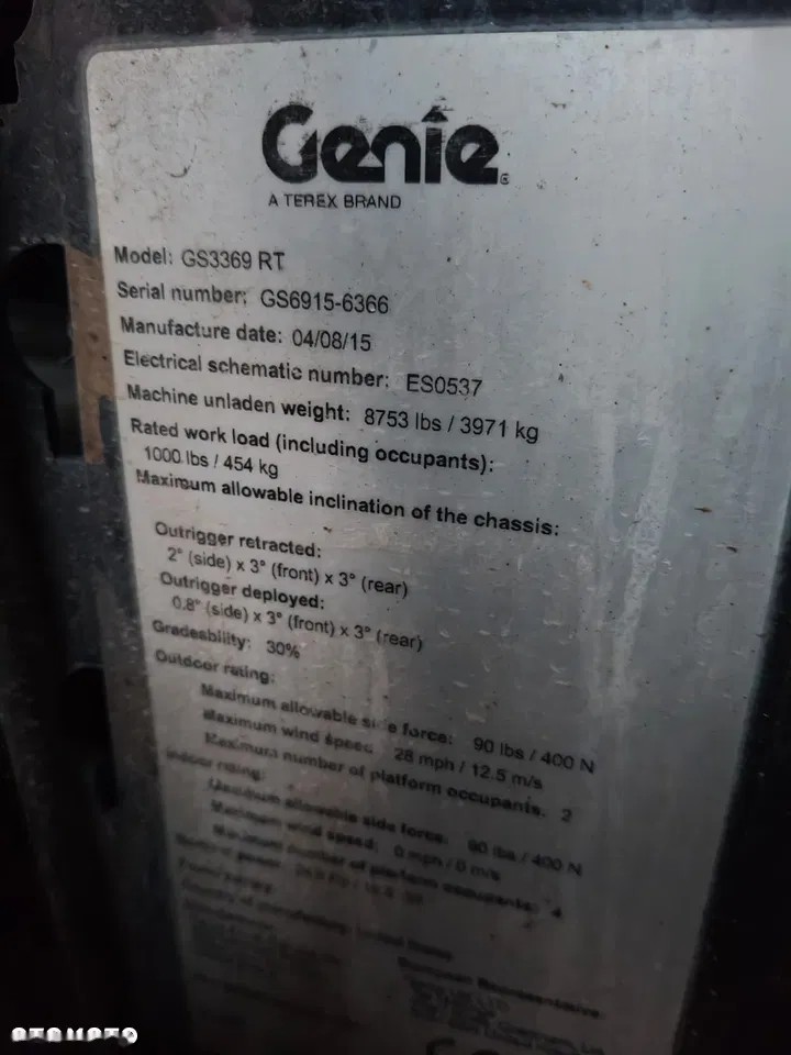 2015 Genie GS-3369 RT, 1 900 mth, dovoz Skladom v EÚ — foto 5 z 5