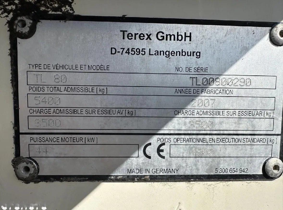 2007 Terex TL 80, 6 064 mth, dovoz Skladom v EÚ — foto 14 z 15