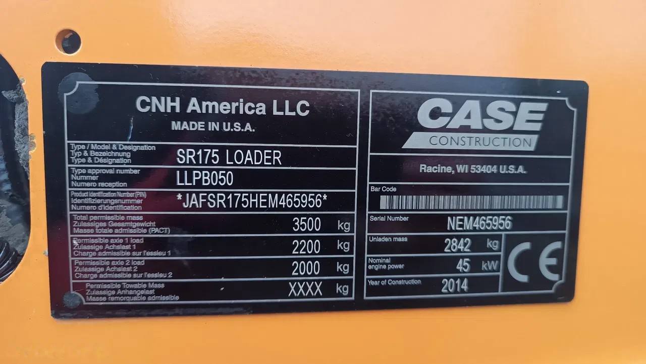 2014 Case SR 175, 3 000 mth, dovoz Skladom v EÚ — foto 13 z 13