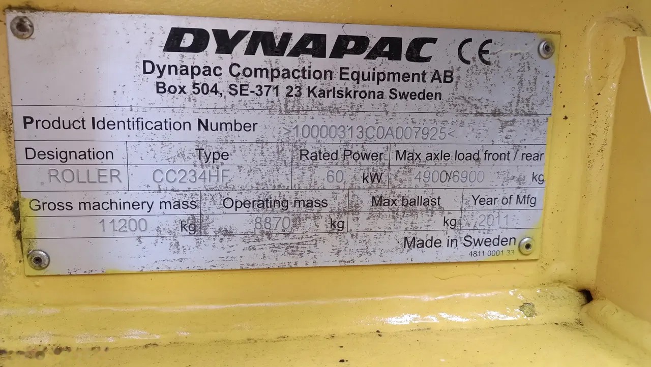 2012 Dynapac CC234HF, 7 179 mth, dovoz Skladom v EÚ — foto 10 z 11
