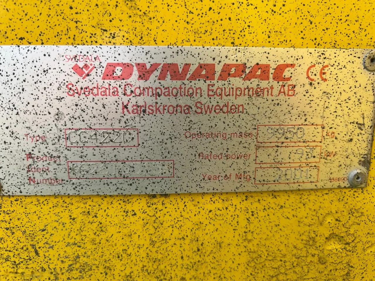 2001 Dynapac CC4220, 4 700 mth, dovoz Skladom v EÚ — foto 5 z 6