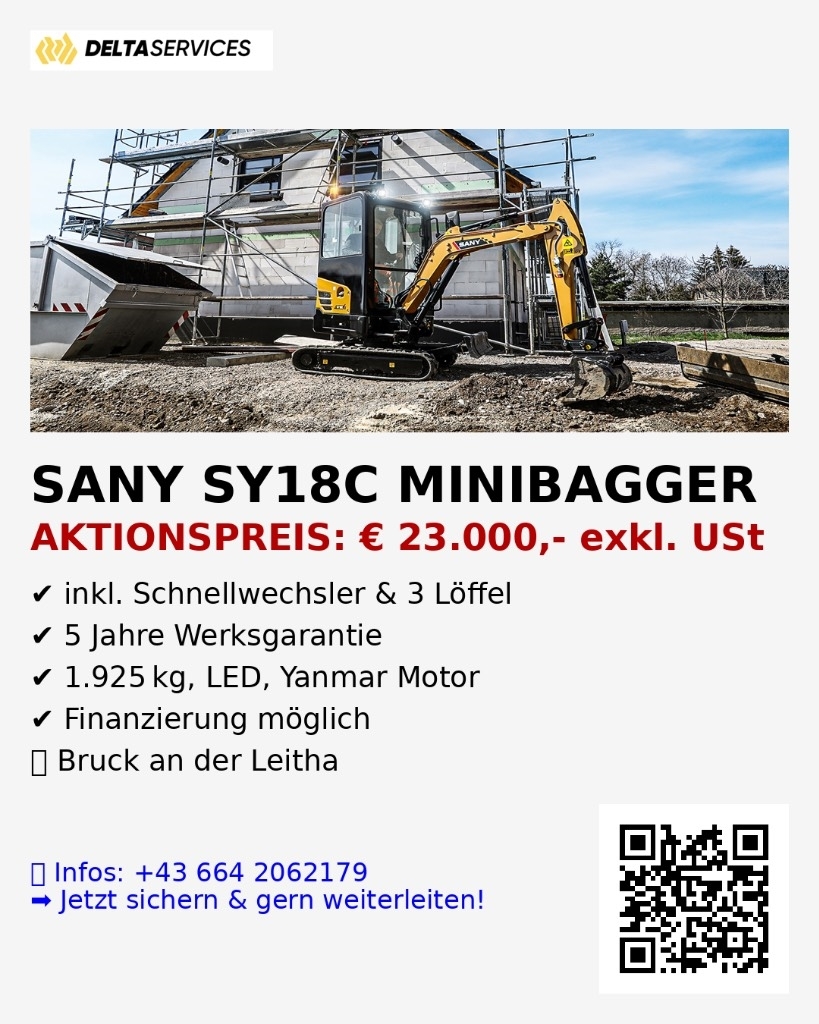 2024 Sany SY 18 C, 2 mth, dovoz Skladom v EÚ — foto 1 | AMECAR 2024 Sany SY 18 C, 2 mth, dovoz Skladom v EÚ — foto 1