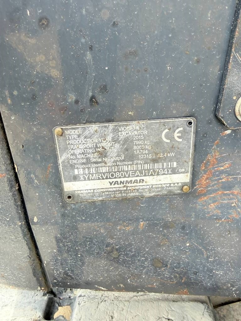 2015 Yanmar Vio 80-1A, 6 684 mth, dovoz Skladom v EÚ — foto 14 z 14