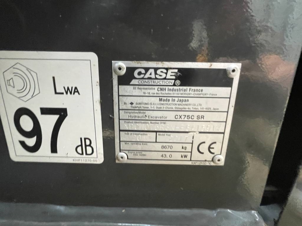 2017 Case CX 75 C SR, 3 200 mth, dovoz Skladom v EÚ — foto 10 z 13