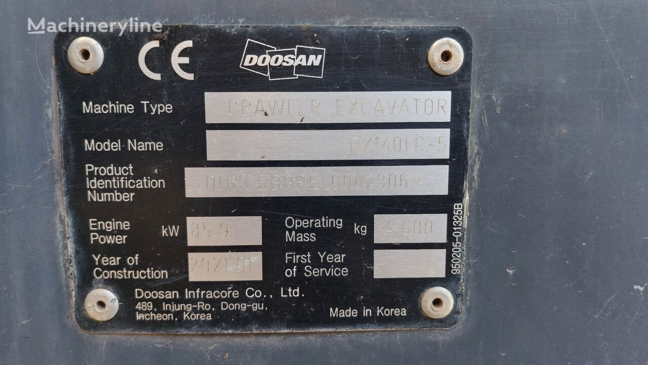 2021 Doosan DX140LC-5, 4 216 mth, dovoz Skladom v EÚ — foto 16 z 16
