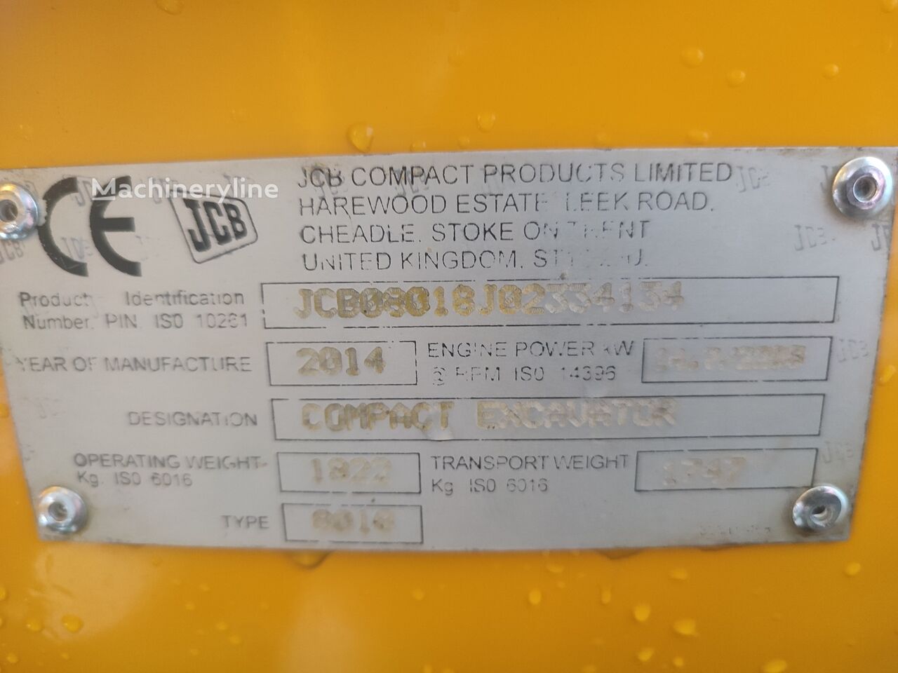 2014 JCB 8018, dovoz Skladom v EÚ — foto 7 z 7