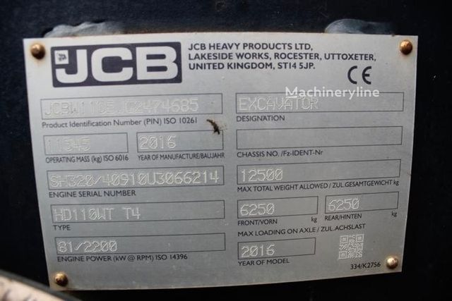2016 JCB HD110WT, 3 007 mth, dovoz Skladom v EÚ — foto 2 z 10