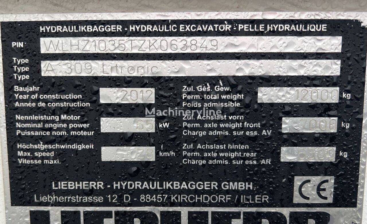 2012 Liebherr A309, 9 342 mth, dovoz Skladom v EÚ — foto 5 z 16