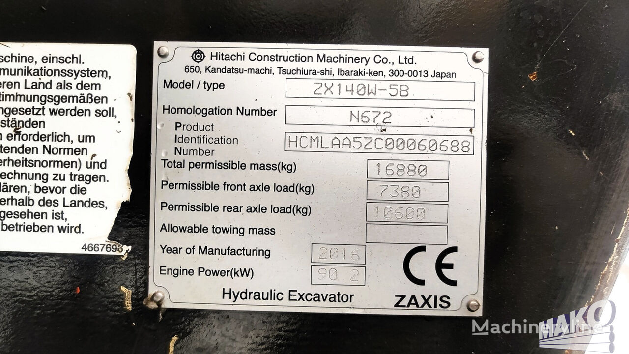 2016 Hitachi ZX140, 11 230 mth, dovoz Skladom v EÚ — foto 13 z 13