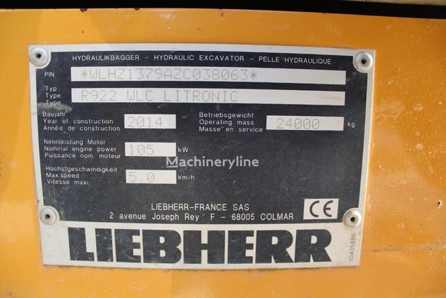 2014 Liebherr R922, 5 722 mth, dovoz Skladom v EÚ — foto 2 z 12