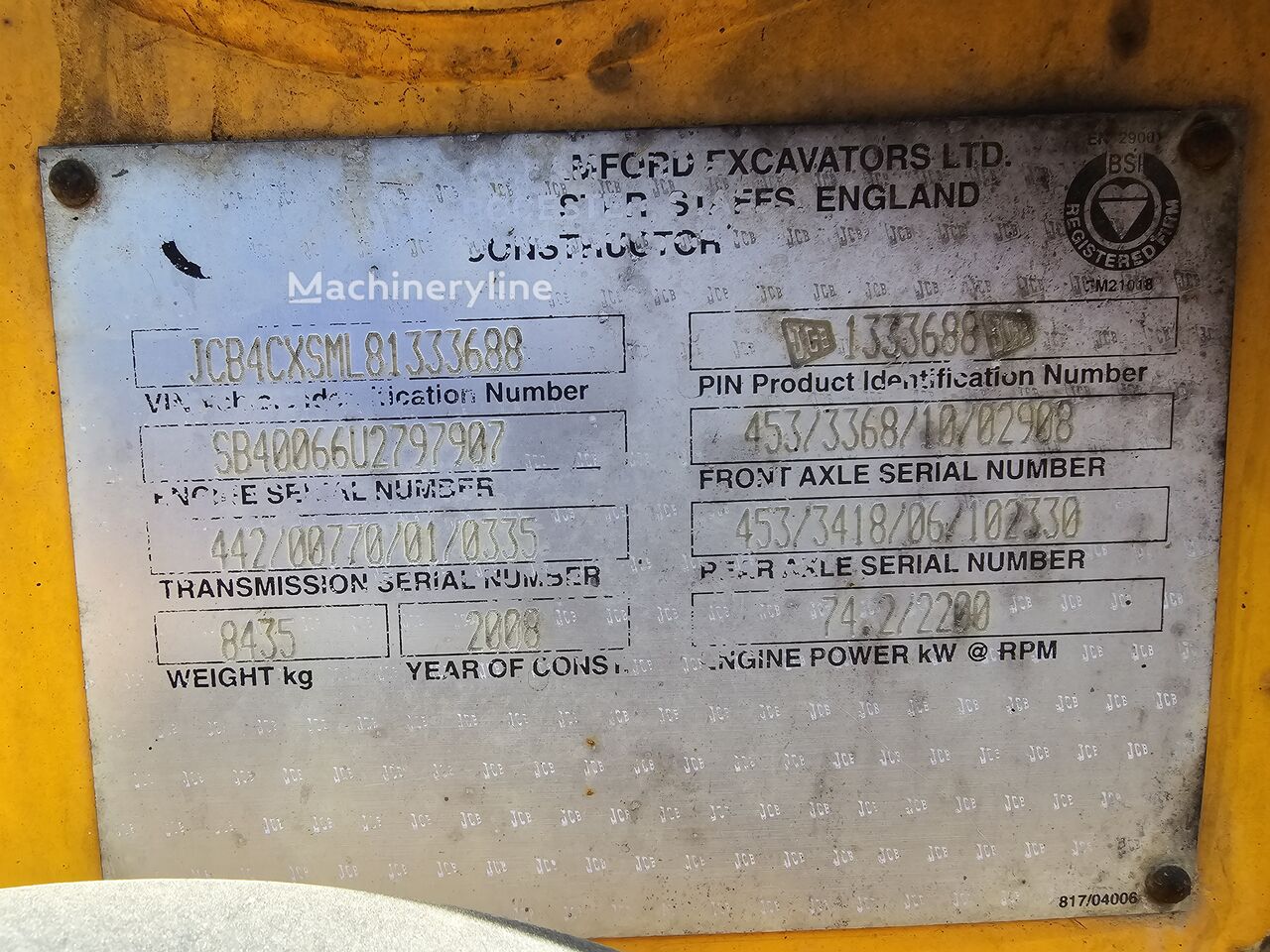 2008 JCB 4CX, dovoz Skladom v EÚ — foto 9 z 9